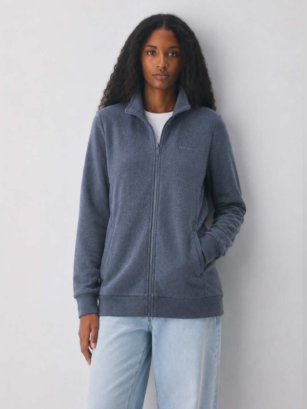 Bench Blue Grey Full Zip Sweatshirt Jacket Small NWOT Casual Athleisure Zip Up